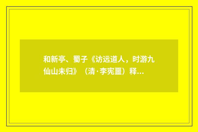 和新亭、蜀子《访远道人，时游九仙山未归》（清·李宪噩）释义及解释