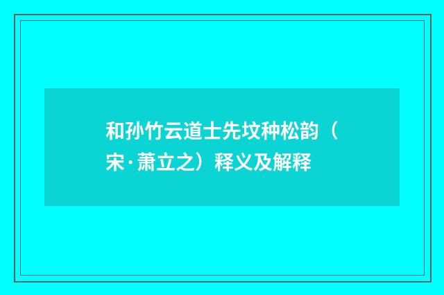 和孙竹云道士先坟种松韵（宋·萧立之）释义及解释