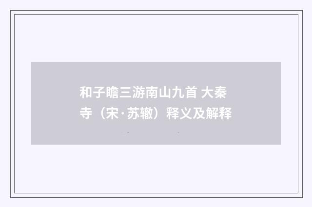和子瞻三游南山九首 大秦寺（宋·苏辙）释义及解释