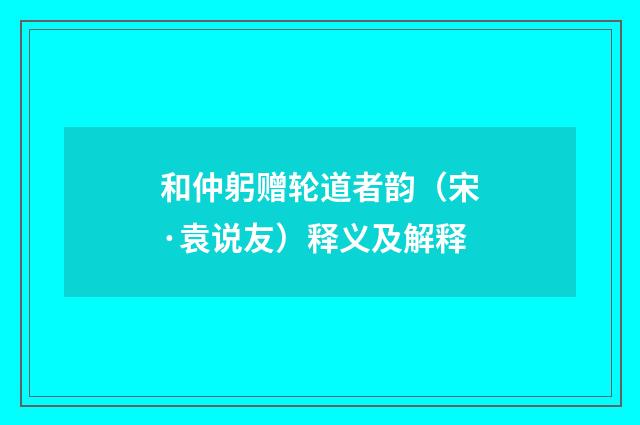 和仲躬赠轮道者韵（宋·袁说友）释义及解释