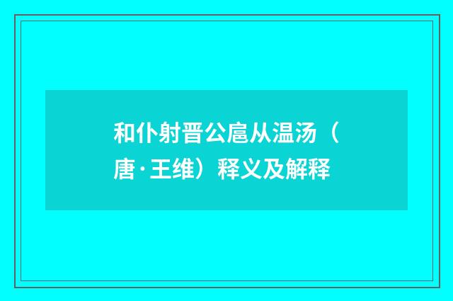 和仆射晋公扈从温汤（唐·王维）释义及解释