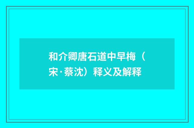 和介卿唐石道中早梅（宋·蔡沈）释义及解释