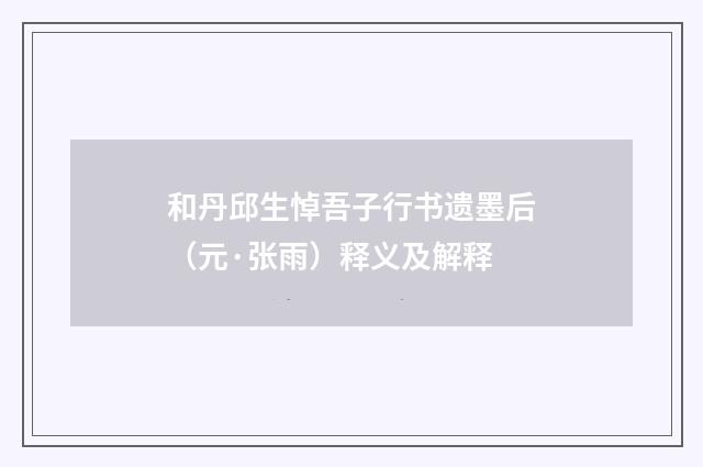和丹邱生悼吾子行书遗墨后（元·张雨）释义及解释