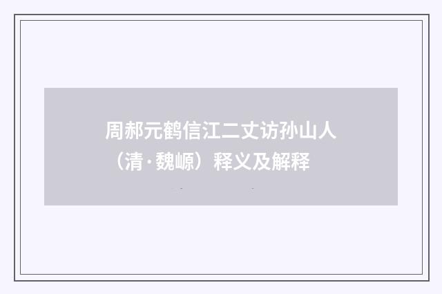 周郝元鹤信江二丈访孙山人（清·魏㟲）释义及解释