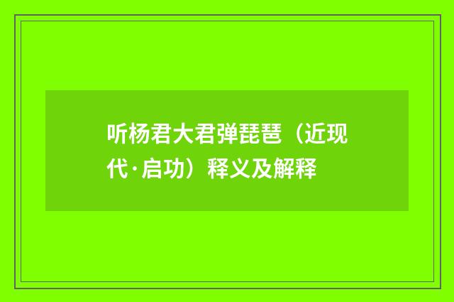 听杨君大君弹琵琶（近现代·启功）释义及解释