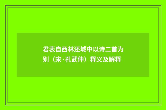 君表自西林还城中以诗二首为别（宋·孔武仲）释义及解释