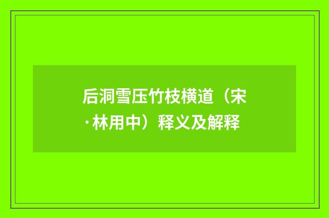 后洞雪压竹枝横道（宋·林用中）释义及解释