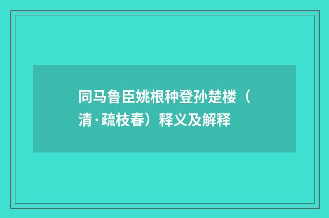 同马鲁臣姚根种登孙楚楼（清·疏枝春）释义及解释
