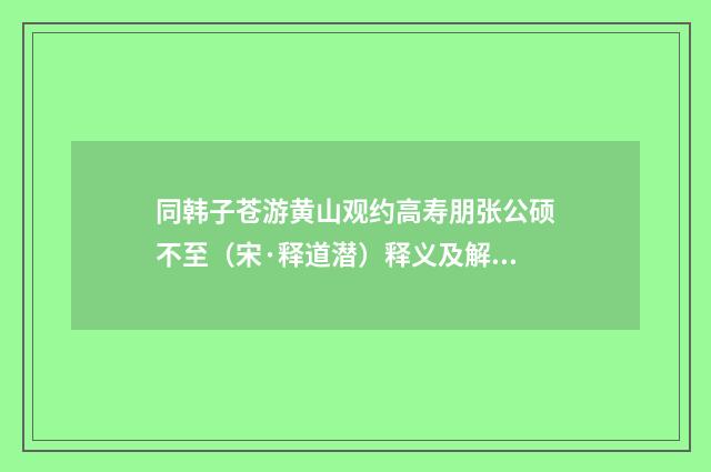 同韩子苍游黄山观约高寿朋张公硕不至（宋·释道潜）释义及解释