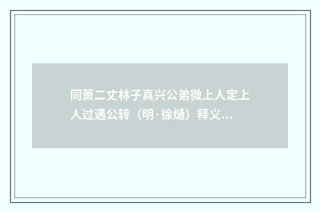 同萧二丈林子真兴公弟微上人定上人过遇公转（明·徐熥）释义及解释