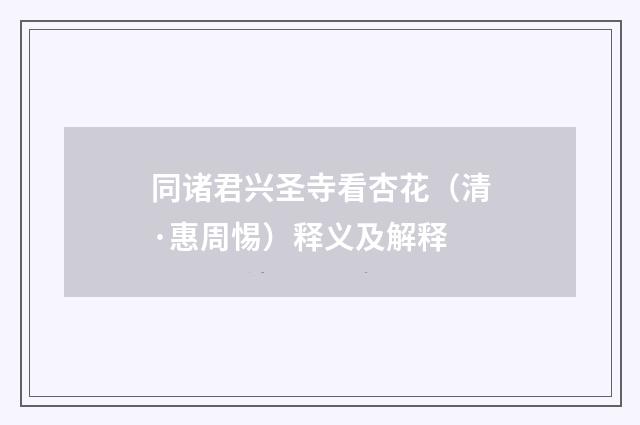 同诸君兴圣寺看杏花（清·惠周惕）释义及解释