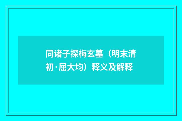 同诸子探梅玄墓（明末清初·屈大均）释义及解释