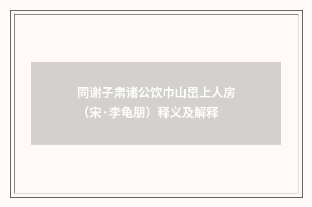 同谢子肃诸公饮巾山岊上人房（宋·李龟朋）释义及解释
