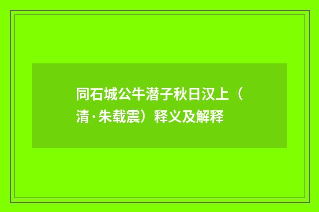 同石城公牛潜子秋日汉上（清·朱载震）释义及解释