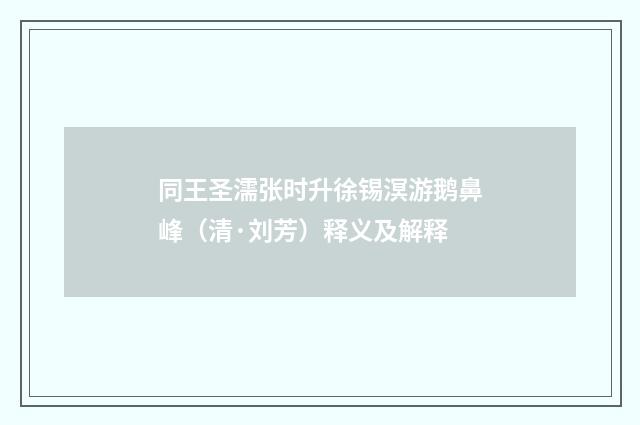 同王圣濡张时升徐锡溟游鹅鼻峰（清·刘芳）释义及解释