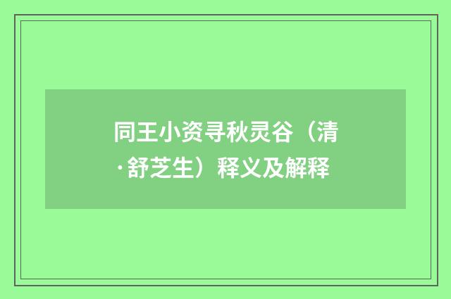 同王小资寻秋灵谷（清·舒芝生）释义及解释