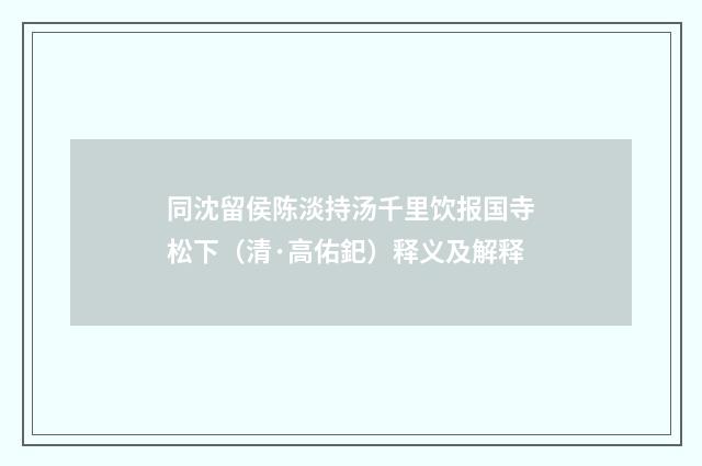 同沈留侯陈淡持汤千里饮报国寺松下（清·高佑釲）释义及解释