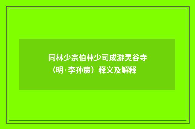 同林少宗伯林少司成游灵谷寺（明·李孙宸）释义及解释