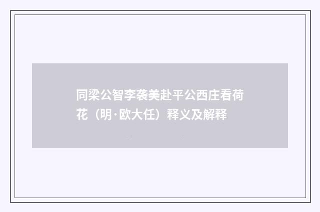 同梁公智李袭美赴平公西庄看荷花（明·欧大任）释义及解释