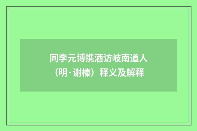 同李元博携酒访岐南道人（明·谢榛）释义及解释