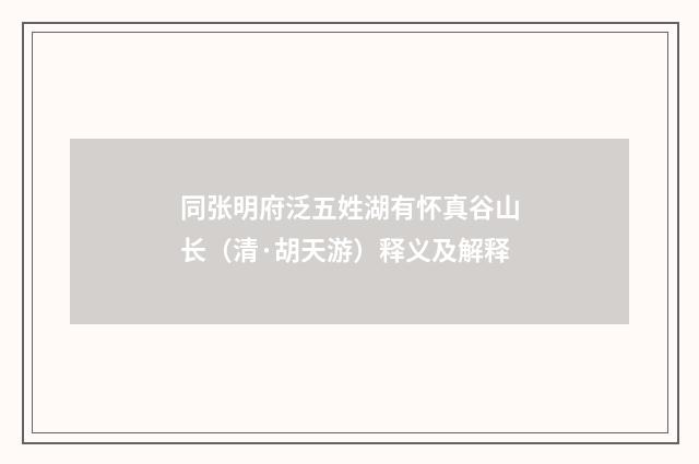 同张明府泛五姓湖有怀真谷山长（清·胡天游）释义及解释