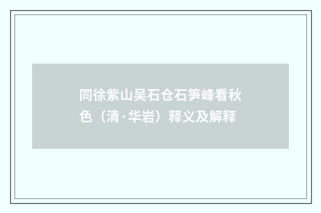 同徐紫山吴石仓石笋峰看秋色（清·华岩）释义及解释