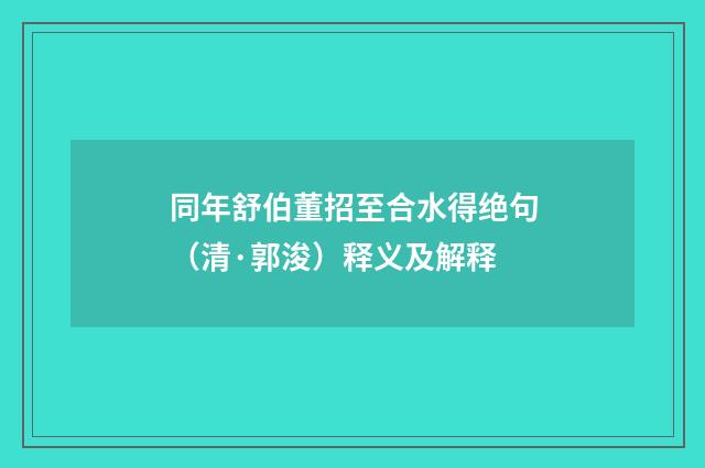 同年舒伯董招至合水得绝句（清·郭浚）释义及解释