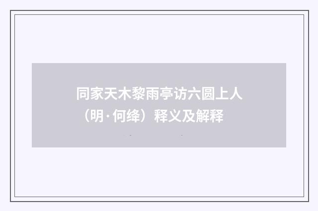 同家天木黎雨亭访六圆上人（明·何绛）释义及解释