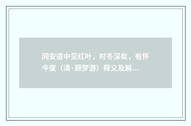 同安道中见红叶，时冬深矣，有怀今度（清·顾梦游）释义及解释