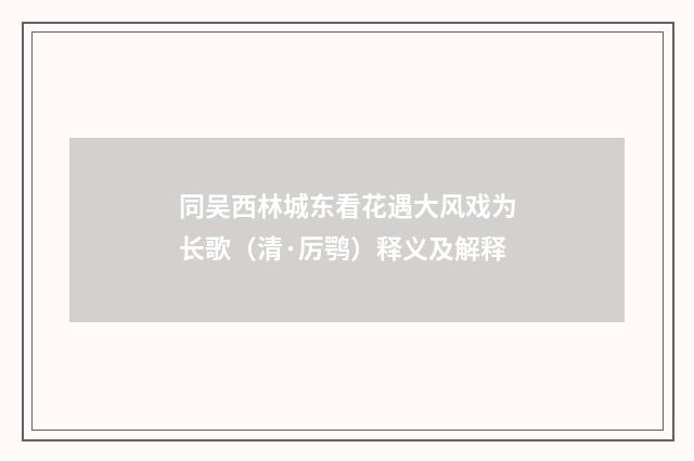 同吴西林城东看花遇大风戏为长歌（清·厉鹗）释义及解释