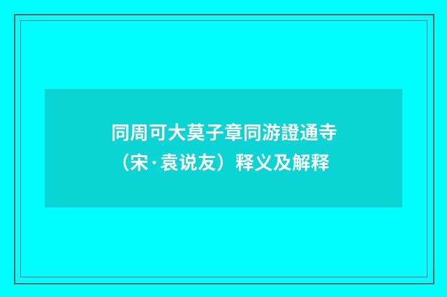 同周可大莫子章同游證通寺（宋·袁说友）释义及解释