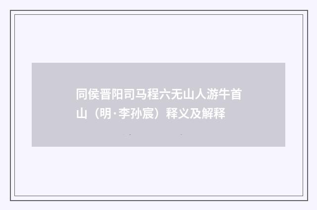 同侯晋阳司马程六无山人游牛首山（明·李孙宸）释义及解释