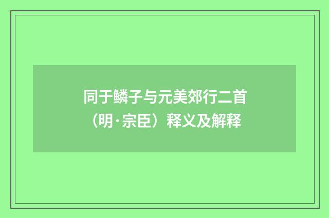 同于鳞子与元美郊行二首（明·宗臣）释义及解释