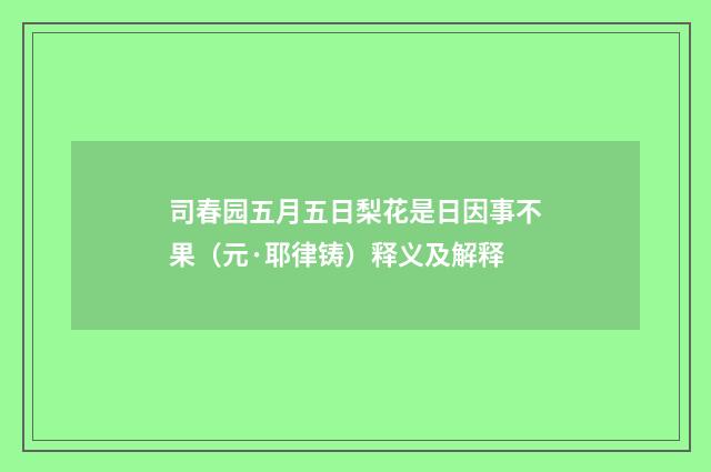 司春园五月五日梨花是日因事不果（元·耶律铸）释义及解释