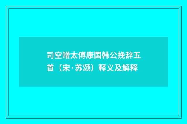 司空赠太傅康国韩公挽辞五首（宋·苏颂）释义及解释