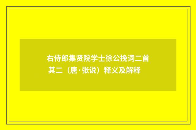 右侍郎集贤院学士徐公挽词二首 其二（唐·张说）释义及解释