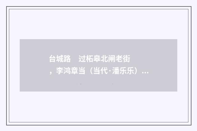 台城路 过柘皋北闸老街，李鸿章当（当代·潘乐乐）释义及解释