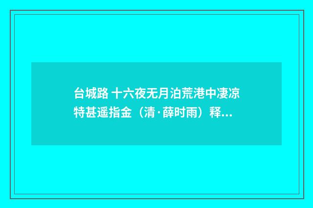 台城路 十六夜无月泊荒港中凄凉特甚遥指金（清·薛时雨）释义及解释
