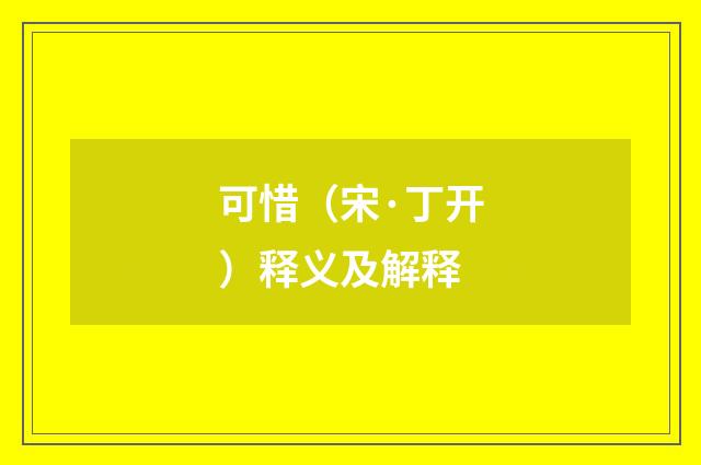 可惜（宋·丁开）释义及解释