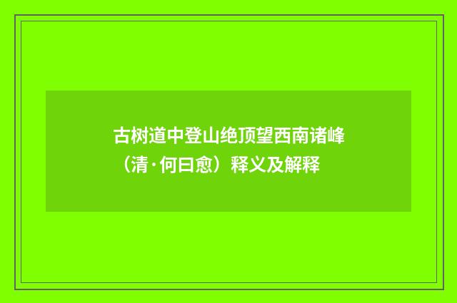古树道中登山绝顶望西南诸峰（清·何曰愈）释义及解释