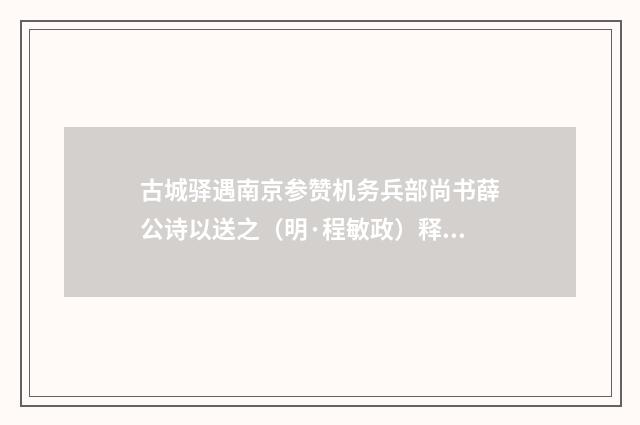 古城驿遇南京参赞机务兵部尚书薛公诗以送之（明·程敏政）释义及解释