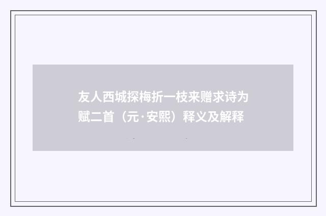 友人西城探梅折一枝来赠求诗为赋二首（元·安熙）释义及解释