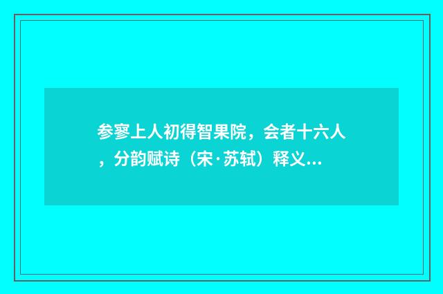 参寥上人初得智果院，会者十六人，分韵赋诗（宋·苏轼）释义及解释