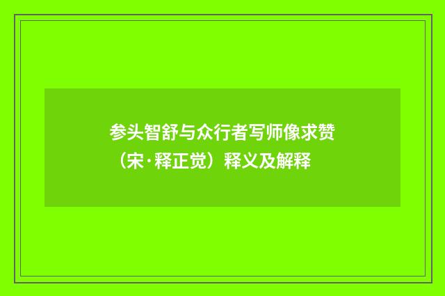 参头智舒与众行者写师像求赞（宋·释正觉）释义及解释