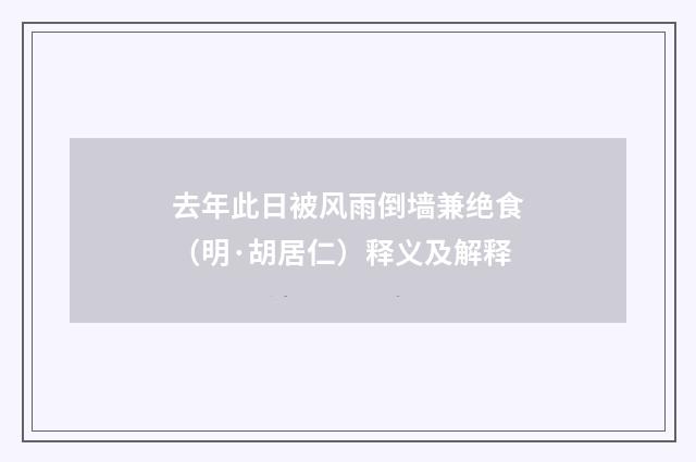 去年此日被风雨倒墙兼绝食（明·胡居仁）释义及解释