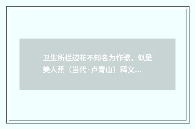 卫生所栏边花不知名为作歌。似是美人蕉（当代·卢青山）释义及解释