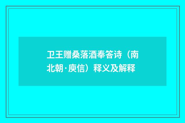 卫王赠桑落酒奉答诗（南北朝·庾信）释义及解释