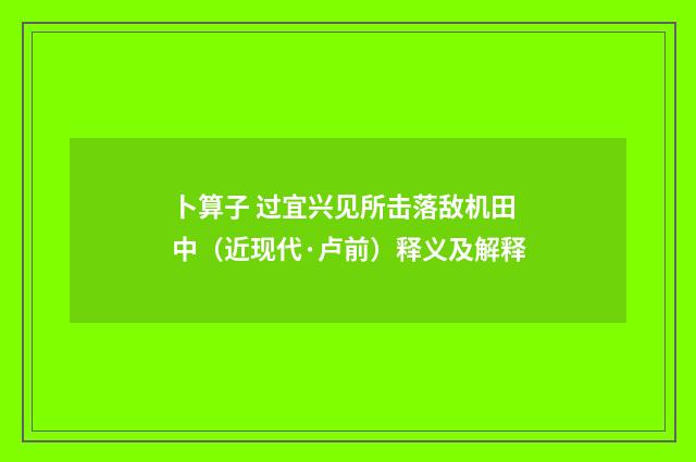 卜算子 过宜兴见所击落敌机田中（近现代·卢前）释义及解释