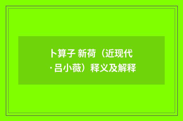 卜算子 新荷（近现代·吕小薇）释义及解释