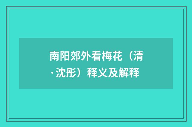 南阳郊外看梅花（清·沈彤）释义及解释